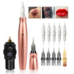 Wireless Tattoo Pen Gun Permanent Makeup Machine 2 head Wireless Tattoo Power Supply RCA Interface Rotary